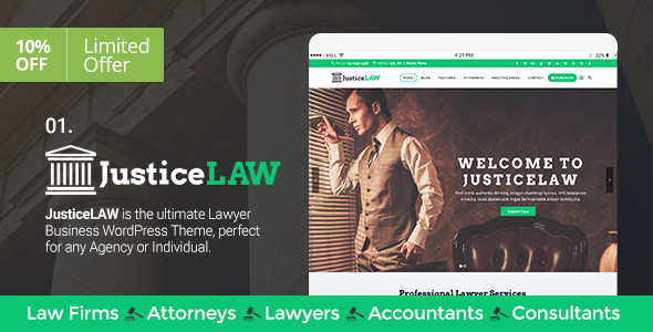 Lawyers/Law Firms, Attorneys, Consulting, Accounting & Business – JusticeLAW Theme